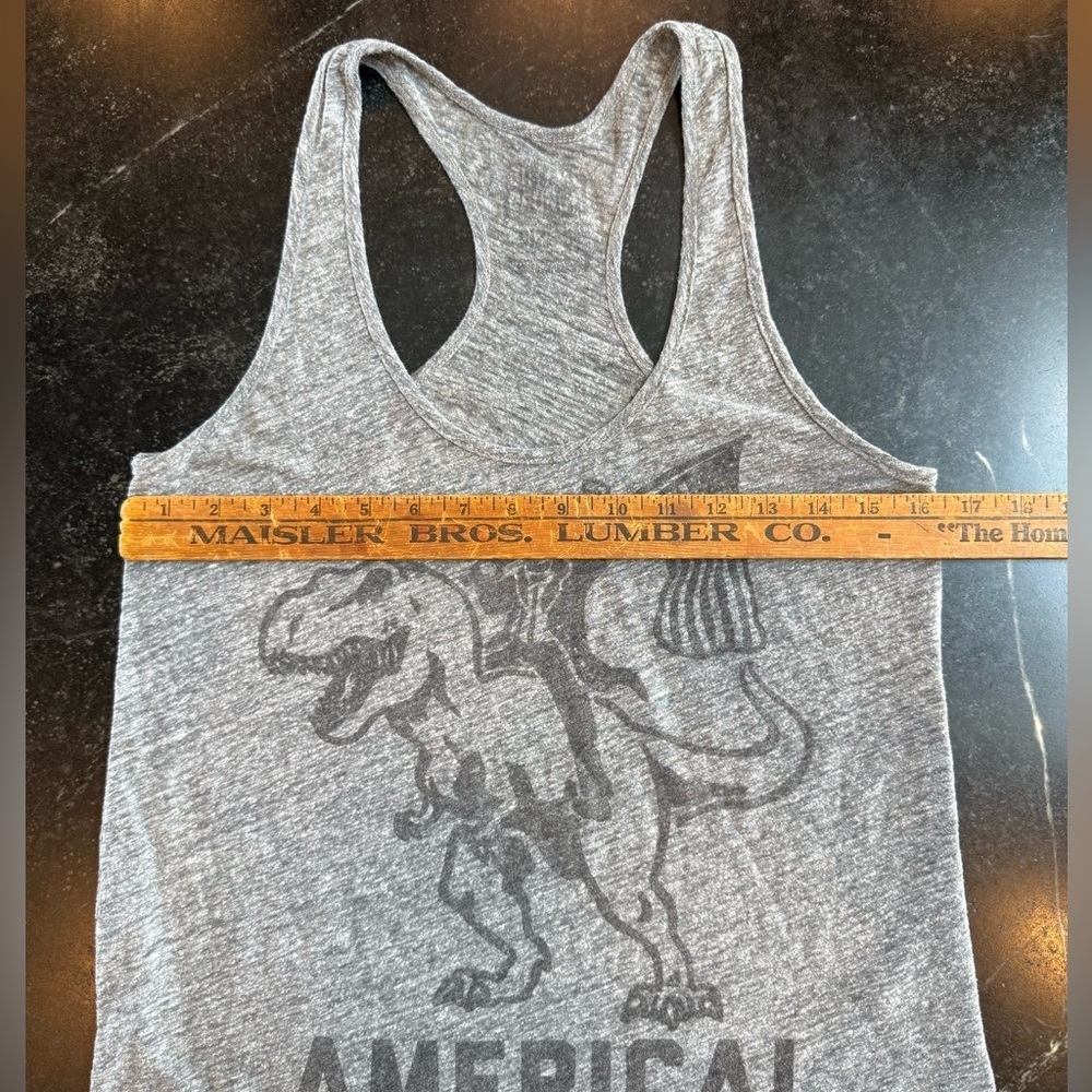 Buy Me Brunch SMALL Gray Funny Patriotic Abraham Lincoln Riding a T Rex Tank - Picture 4 of 6